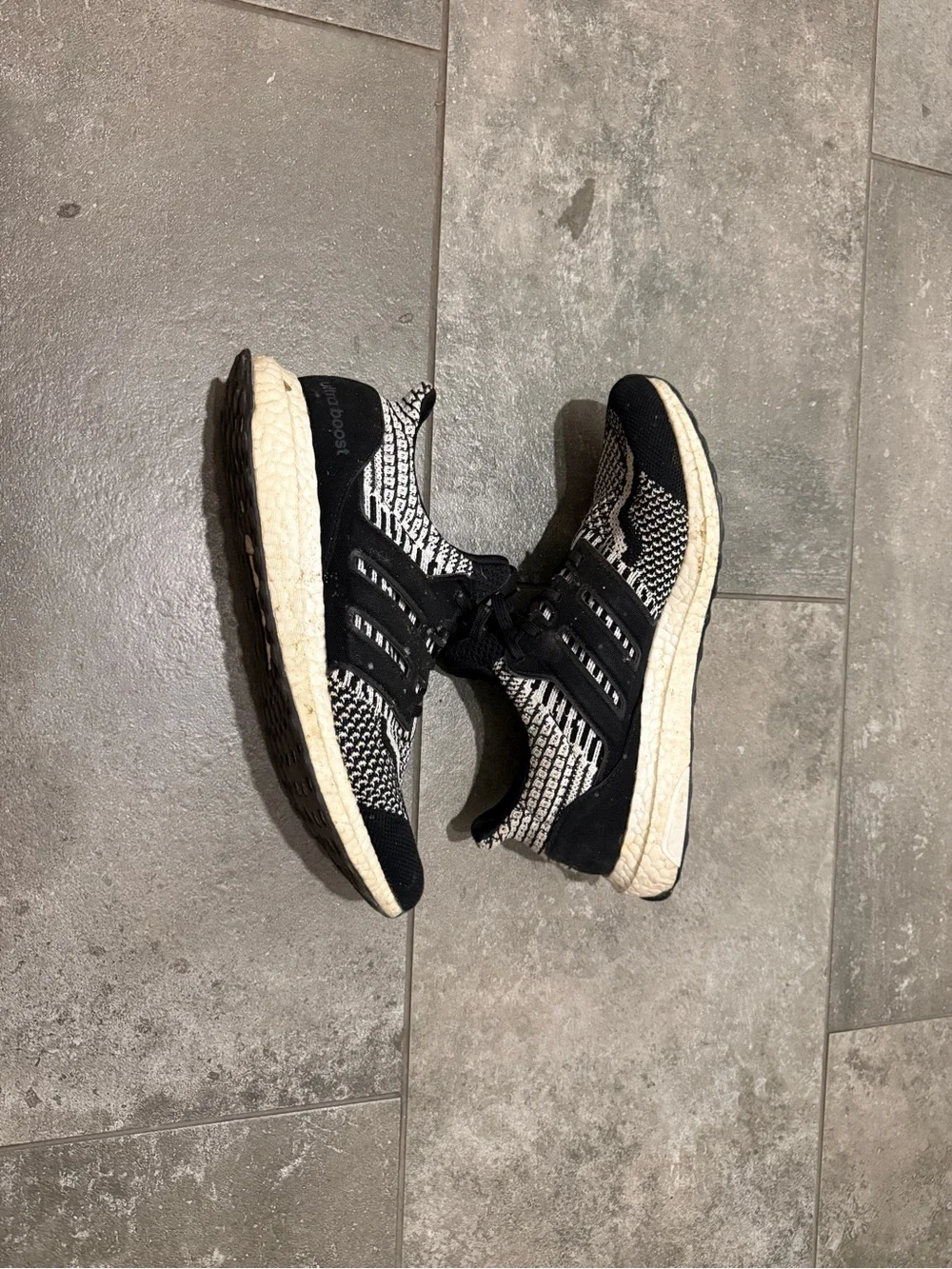 Adidas Black & White Knit Running Shoes
